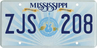 MS license plate ZJS208