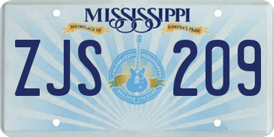 MS license plate ZJS209