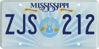 MS license plate ZJS212