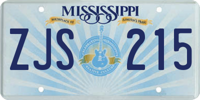 MS license plate ZJS215
