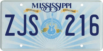 MS license plate ZJS216