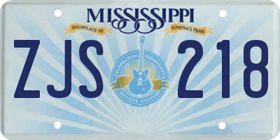 MS license plate ZJS218