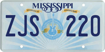 MS license plate ZJS220