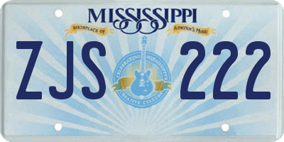 MS license plate ZJS222