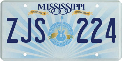 MS license plate ZJS224