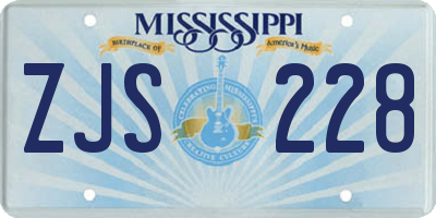 MS license plate ZJS228