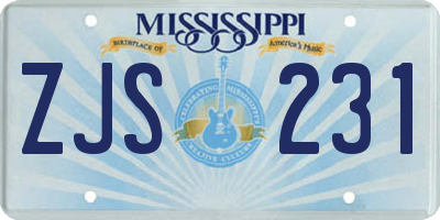 MS license plate ZJS231