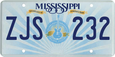 MS license plate ZJS232