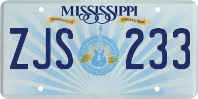 MS license plate ZJS233
