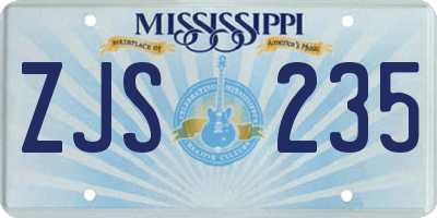 MS license plate ZJS235