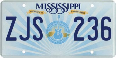 MS license plate ZJS236