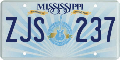 MS license plate ZJS237