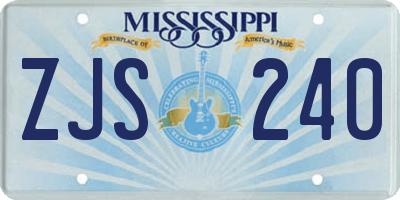 MS license plate ZJS240