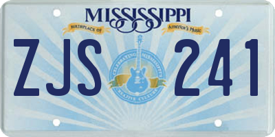MS license plate ZJS241