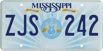 MS license plate ZJS242