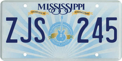 MS license plate ZJS245