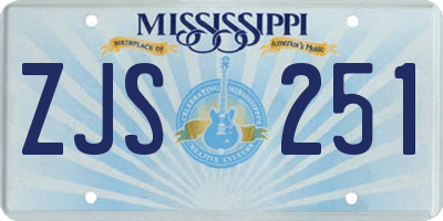 MS license plate ZJS251