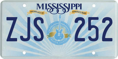 MS license plate ZJS252