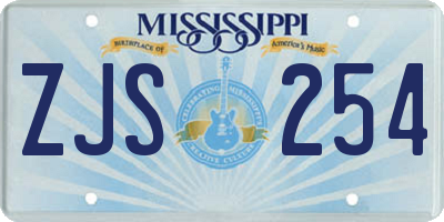 MS license plate ZJS254