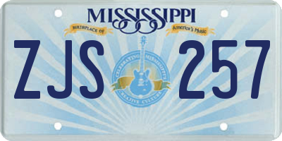 MS license plate ZJS257