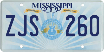 MS license plate ZJS260