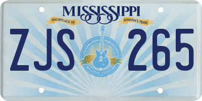 MS license plate ZJS265