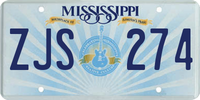 MS license plate ZJS274