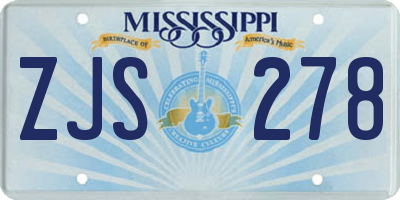 MS license plate ZJS278