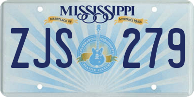 MS license plate ZJS279