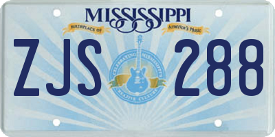 MS license plate ZJS288
