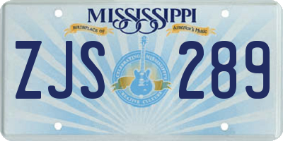 MS license plate ZJS289