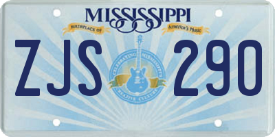 MS license plate ZJS290