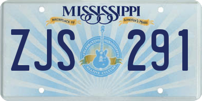 MS license plate ZJS291