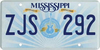 MS license plate ZJS292