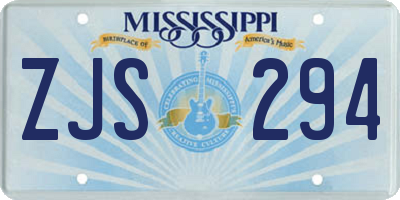 MS license plate ZJS294