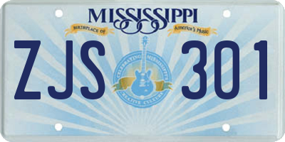MS license plate ZJS301