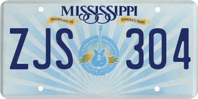MS license plate ZJS304