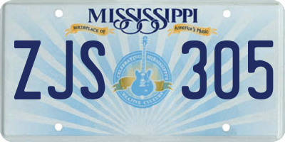 MS license plate ZJS305