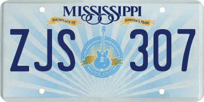MS license plate ZJS307