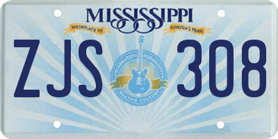 MS license plate ZJS308
