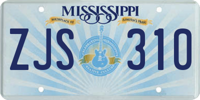 MS license plate ZJS310