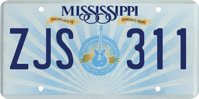MS license plate ZJS311