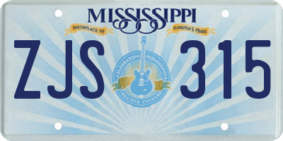 MS license plate ZJS315