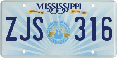 MS license plate ZJS316