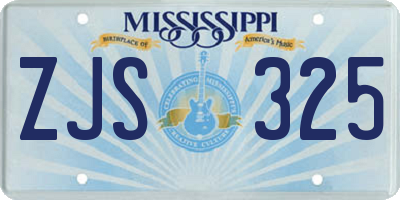 MS license plate ZJS325