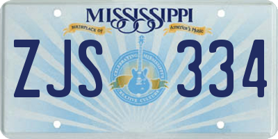 MS license plate ZJS334