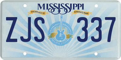 MS license plate ZJS337