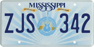 MS license plate ZJS342