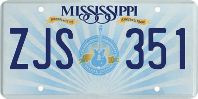 MS license plate ZJS351