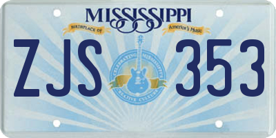 MS license plate ZJS353